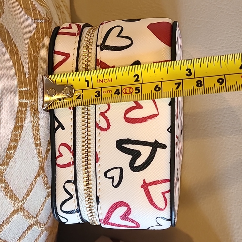Kate Spade Staci scribble hearts printed travel jewelry box holder Valentine's - Picture 7 of 7